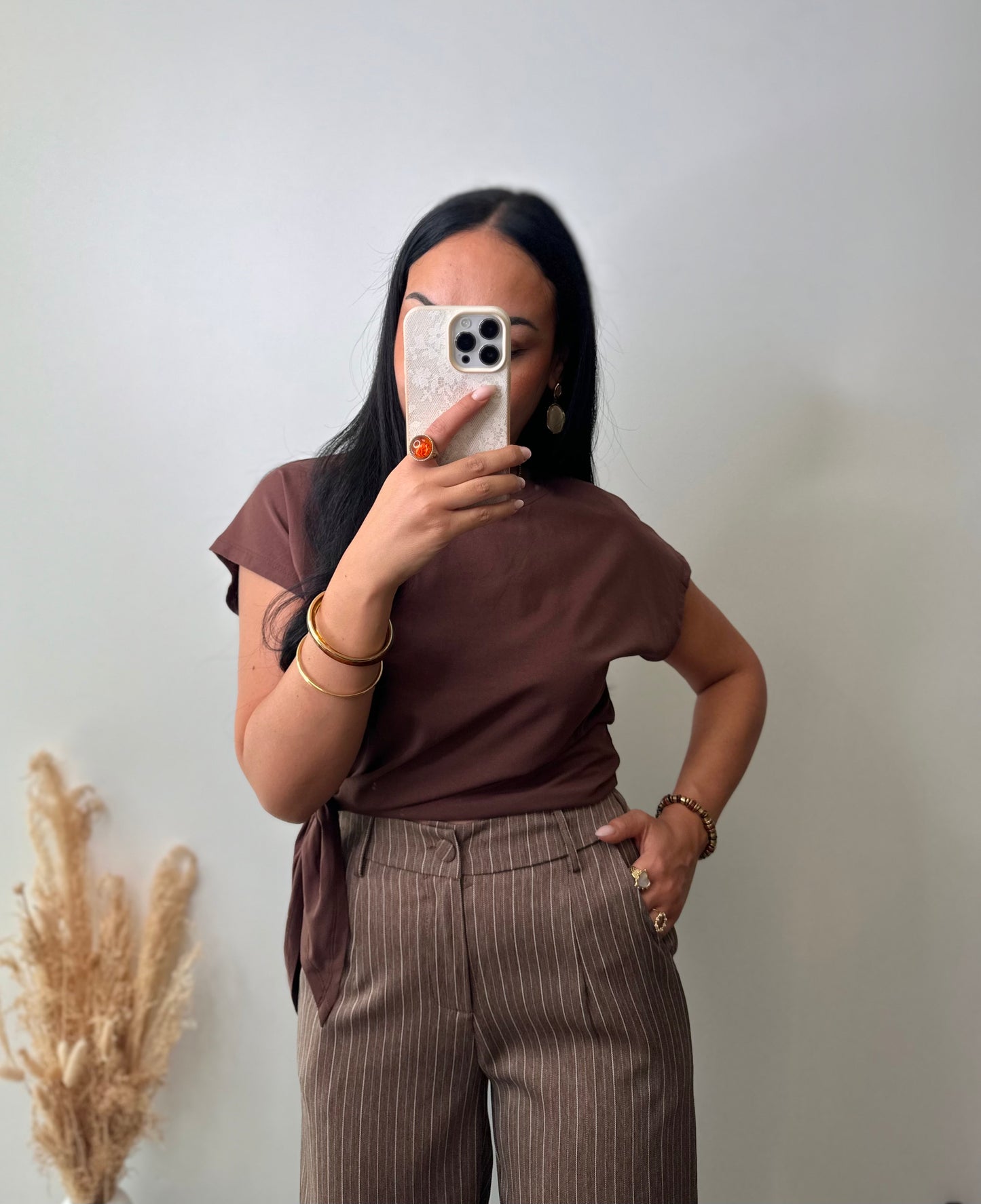 T-shirt marron à nouer