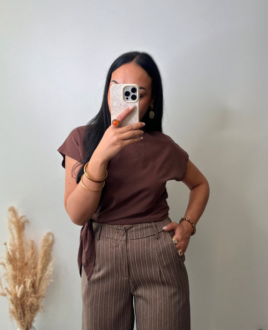 T-shirt marron à nouer