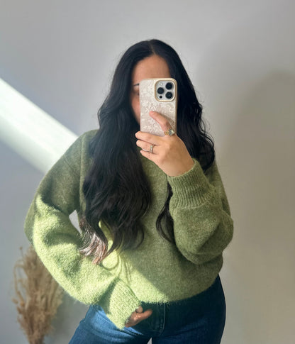 Pull cocooning oversize olive