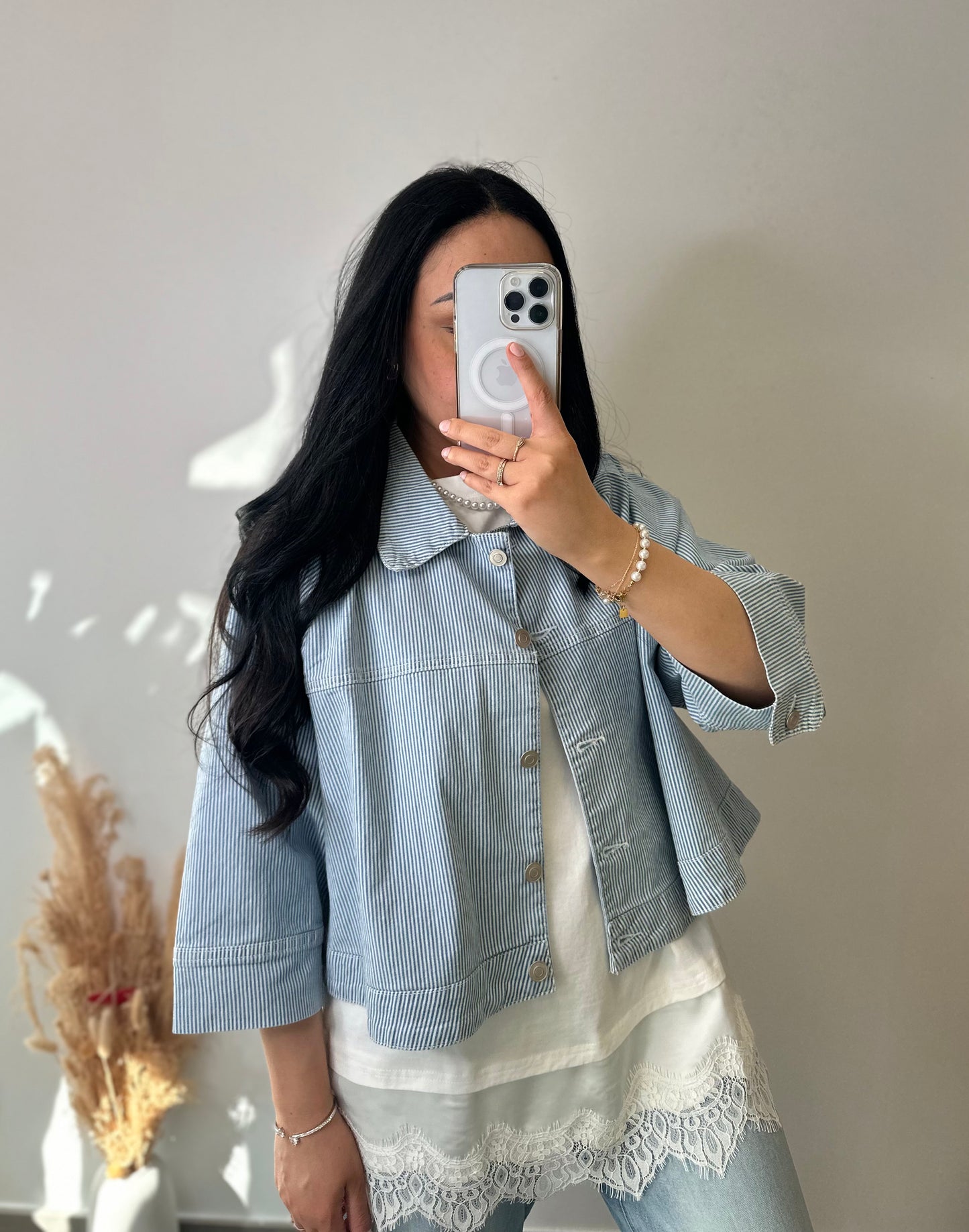 Veste en jean et rayures bleues - EMMA