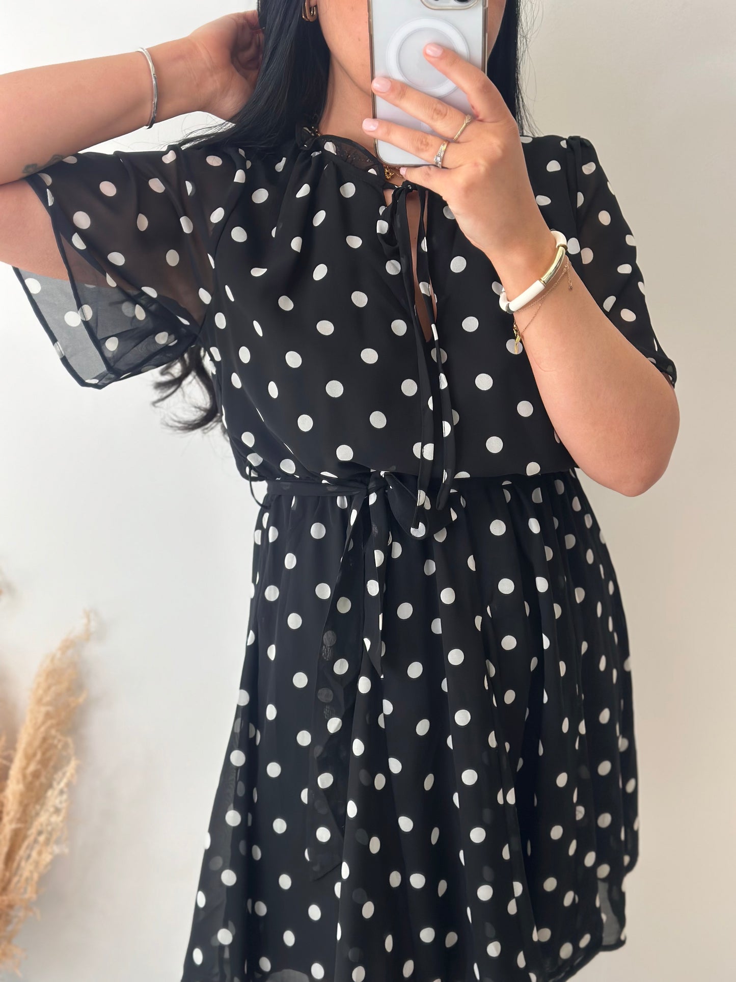 Robe courte à pois