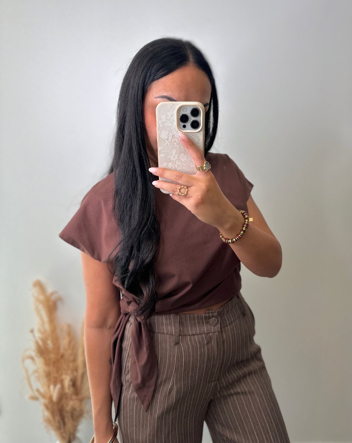 T-shirt marron à nouer