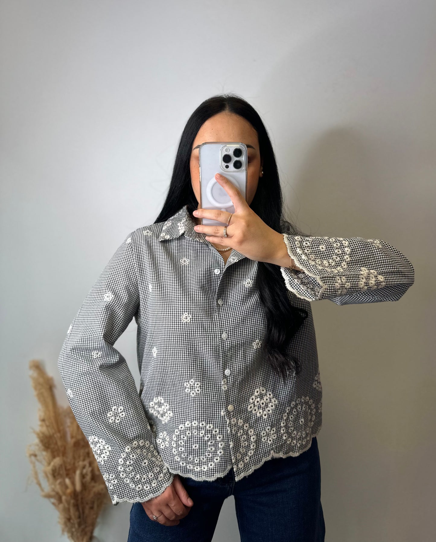 Chemise vichy à broderies - GABRIELLE