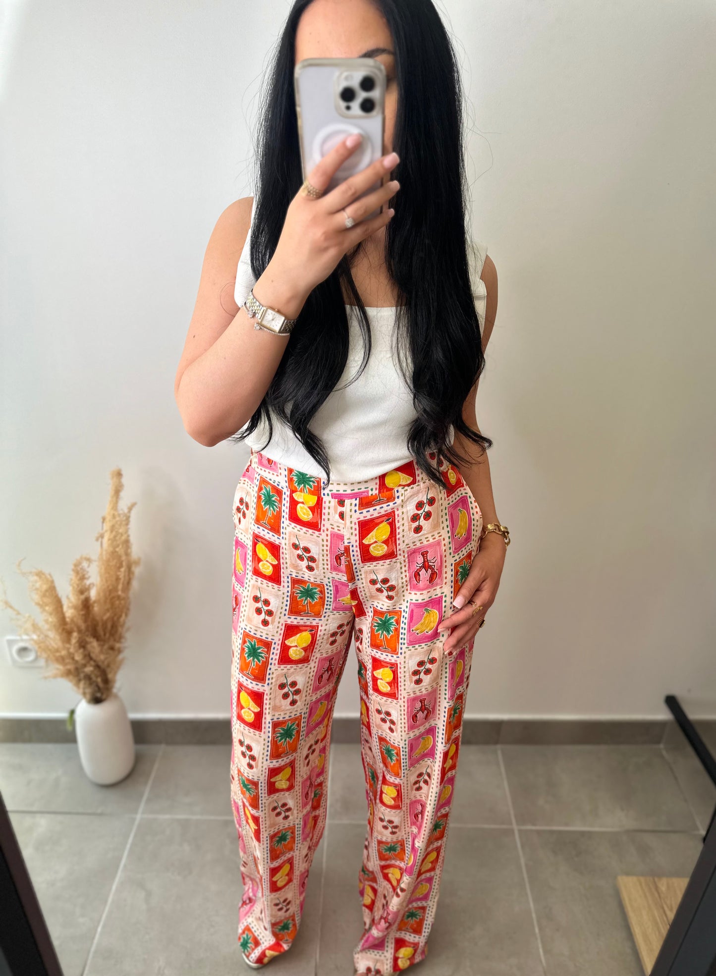 Pantalon à motifs en viscose