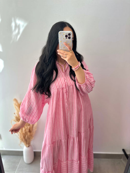 Robe en lin rose - CARLA
