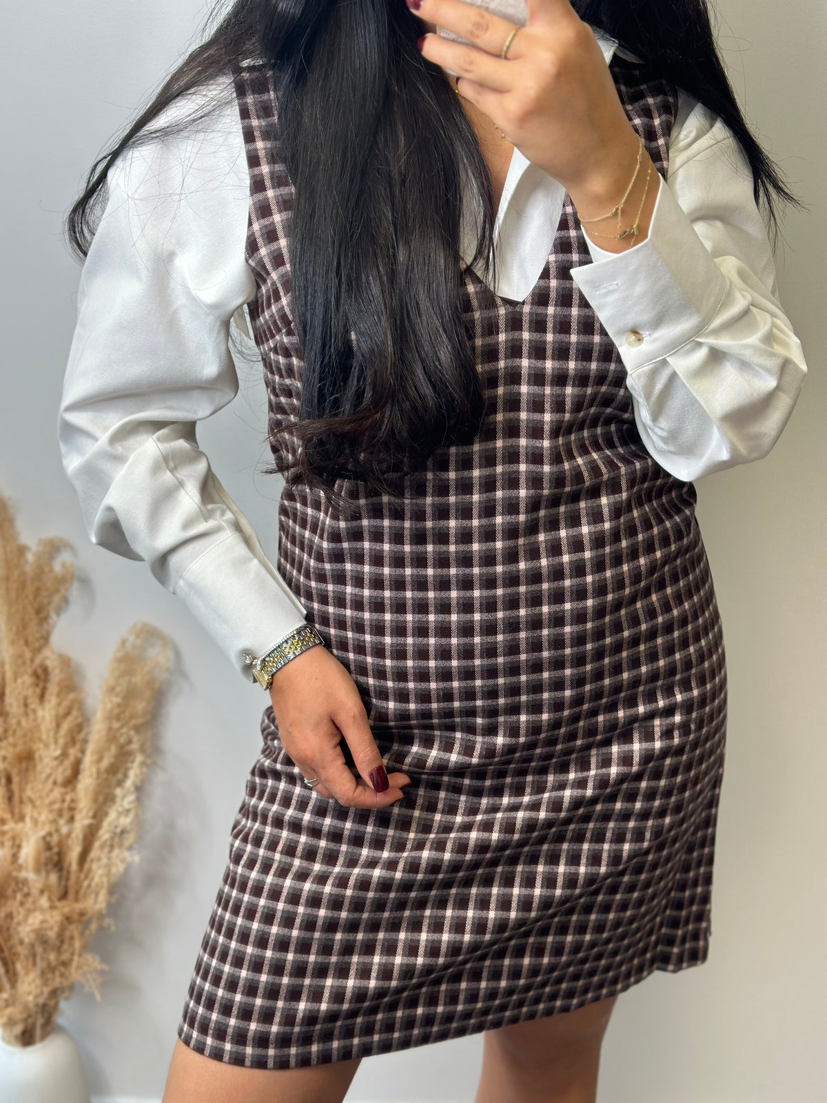 Robe sans manches à carreaux automnale