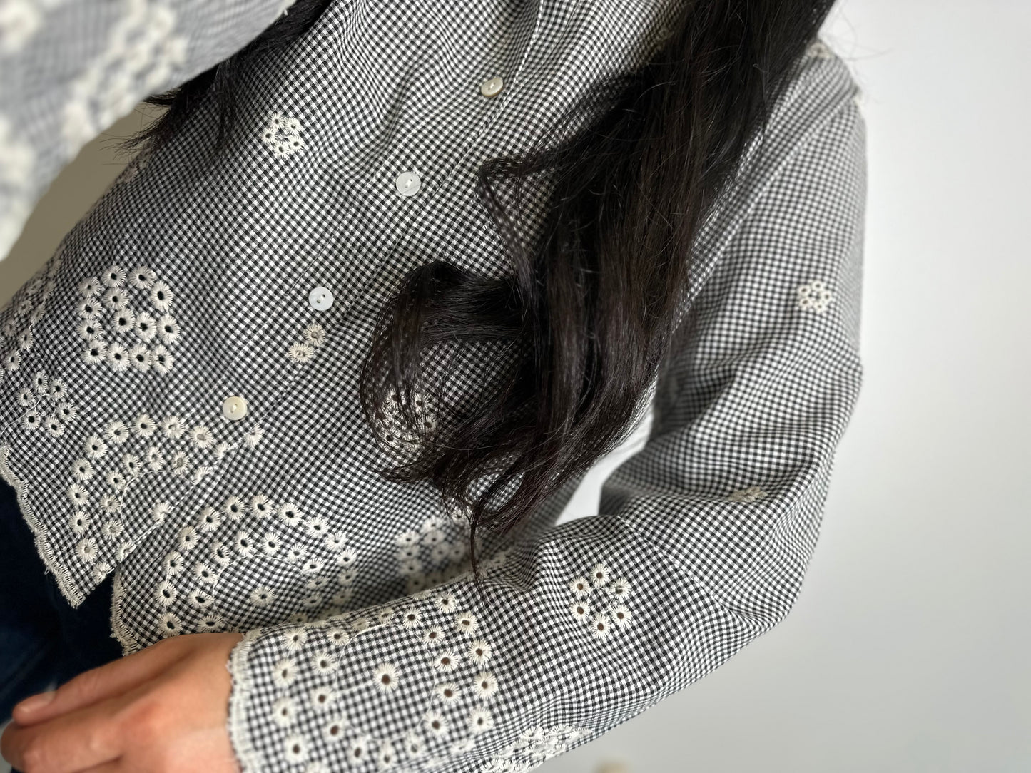 Chemise vichy à broderies - GABRIELLE