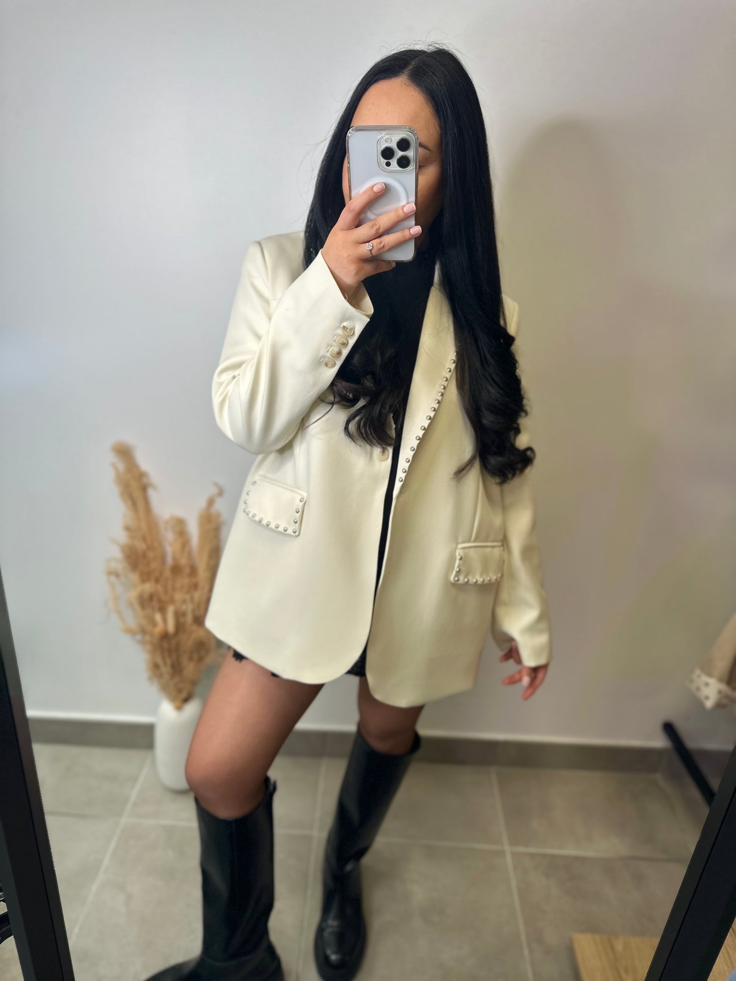 Blazer crème à détails clous - MAYA