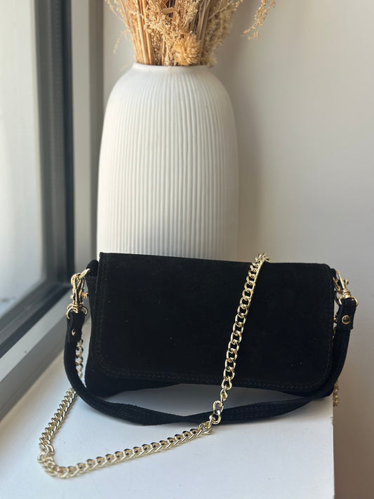 Sac en cuir suédine noir - LOLA