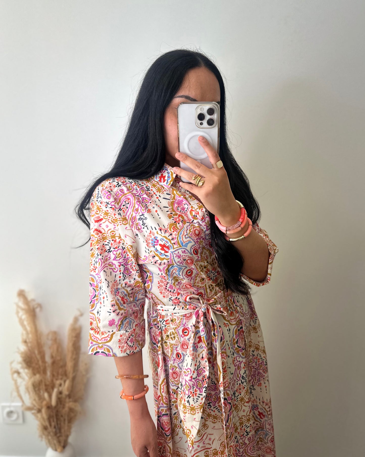 Robe chemise colorée imprimé cachemire
