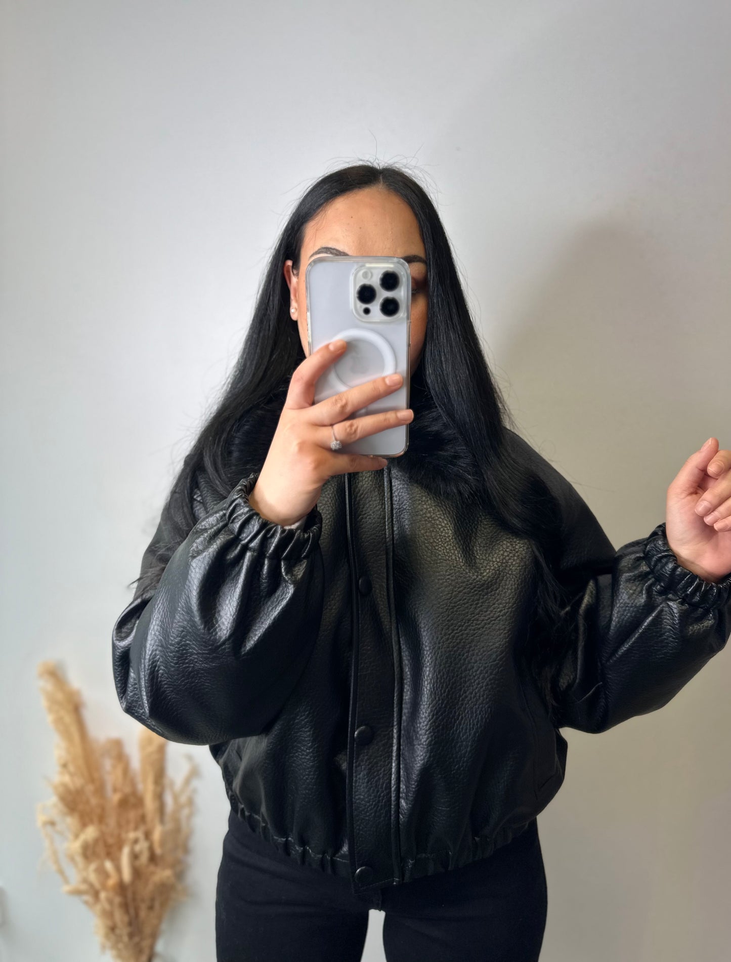 Blouson simili cuir avec col fourrure - ESTHER