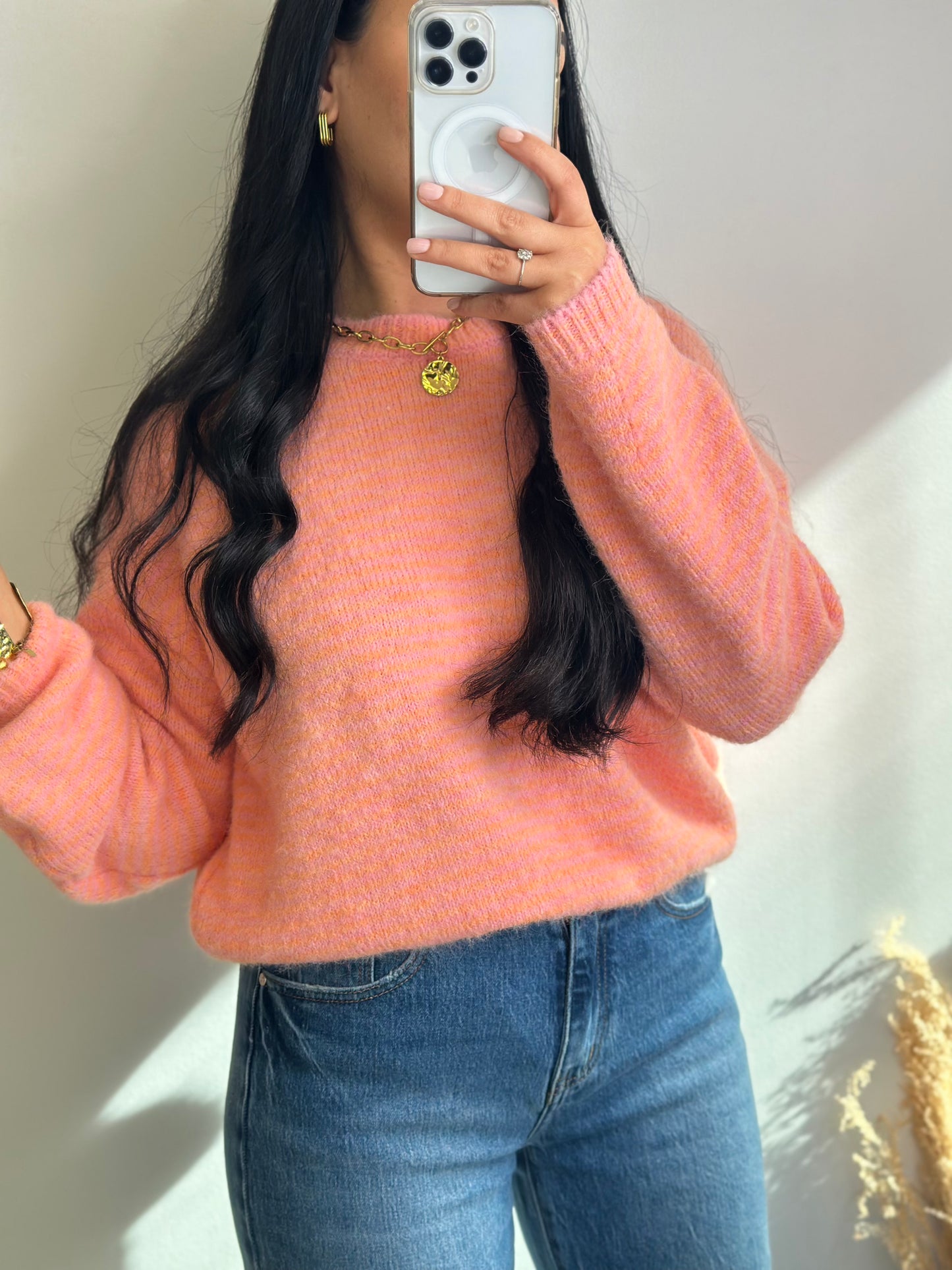 Pull à rayures orange et rose - EVA