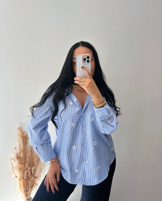 Sequined floral striped shirt - ISALYS