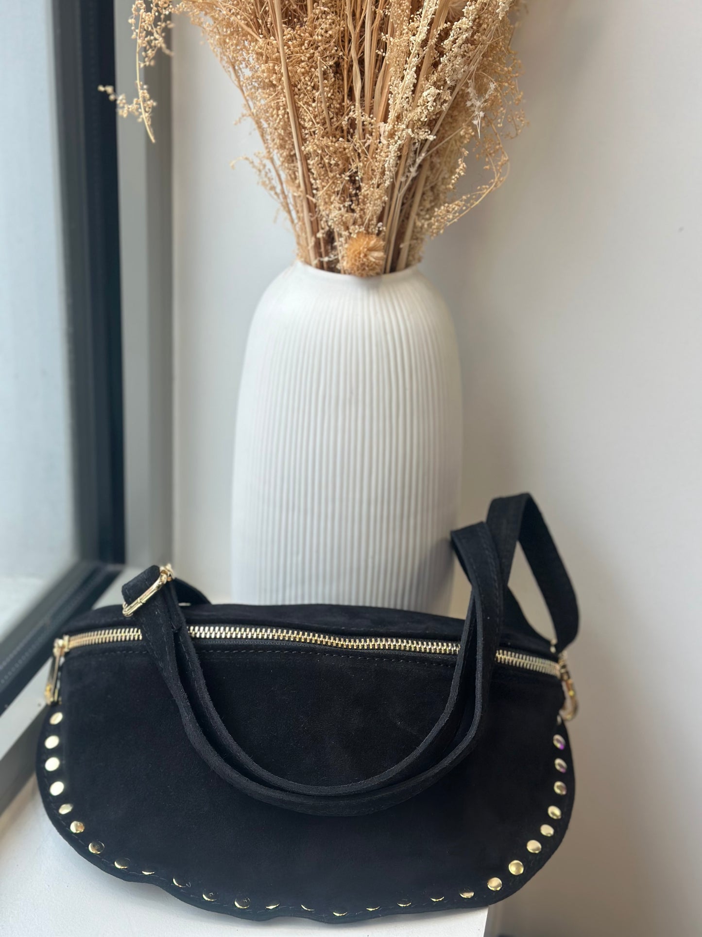 Sac banane cuir daim à clous