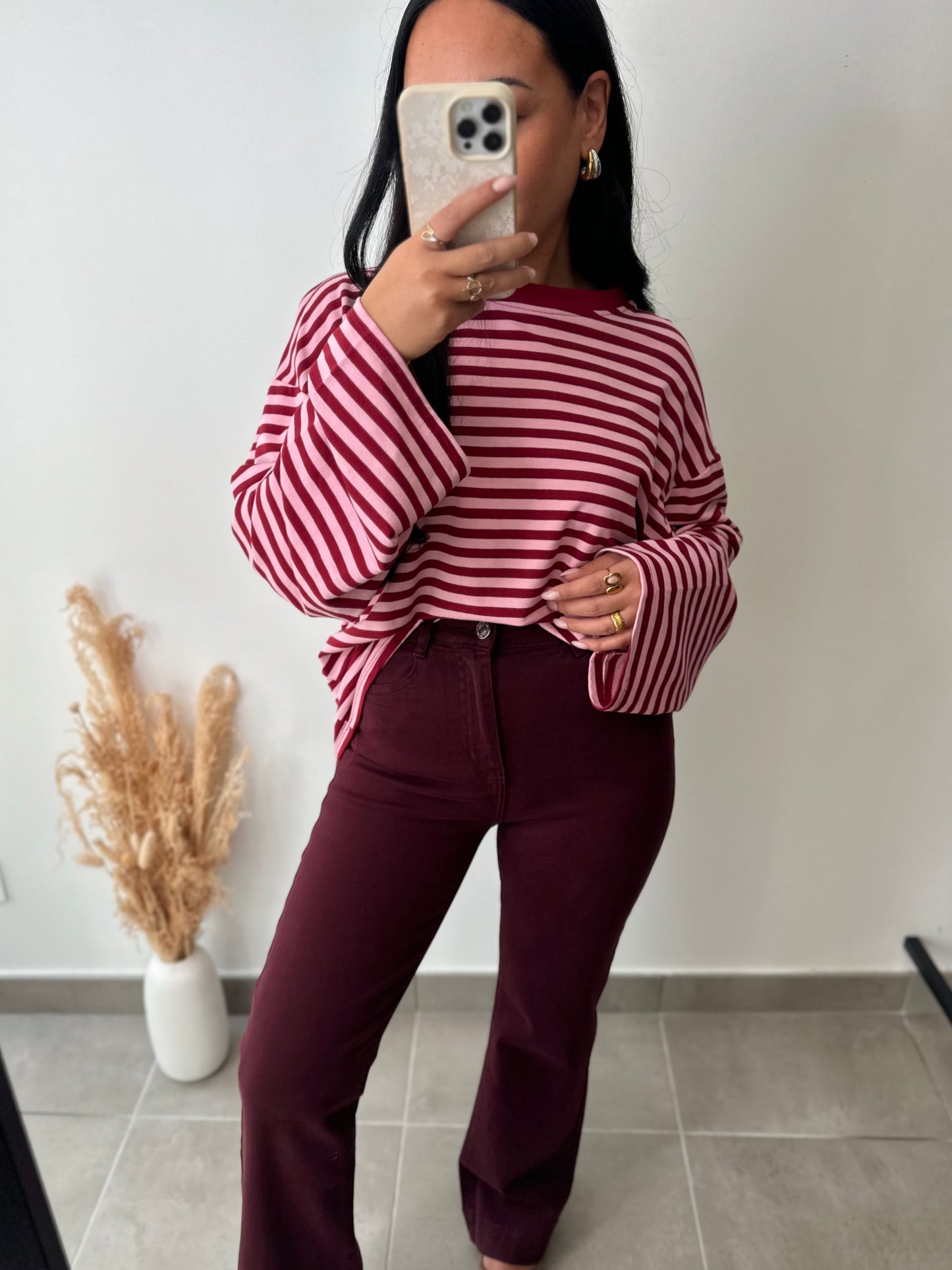 Jean coupe FLARE couleur bordeaux