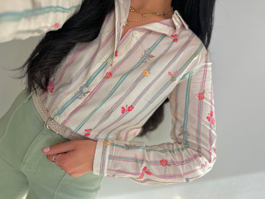Chemise en coton à petites fleurs