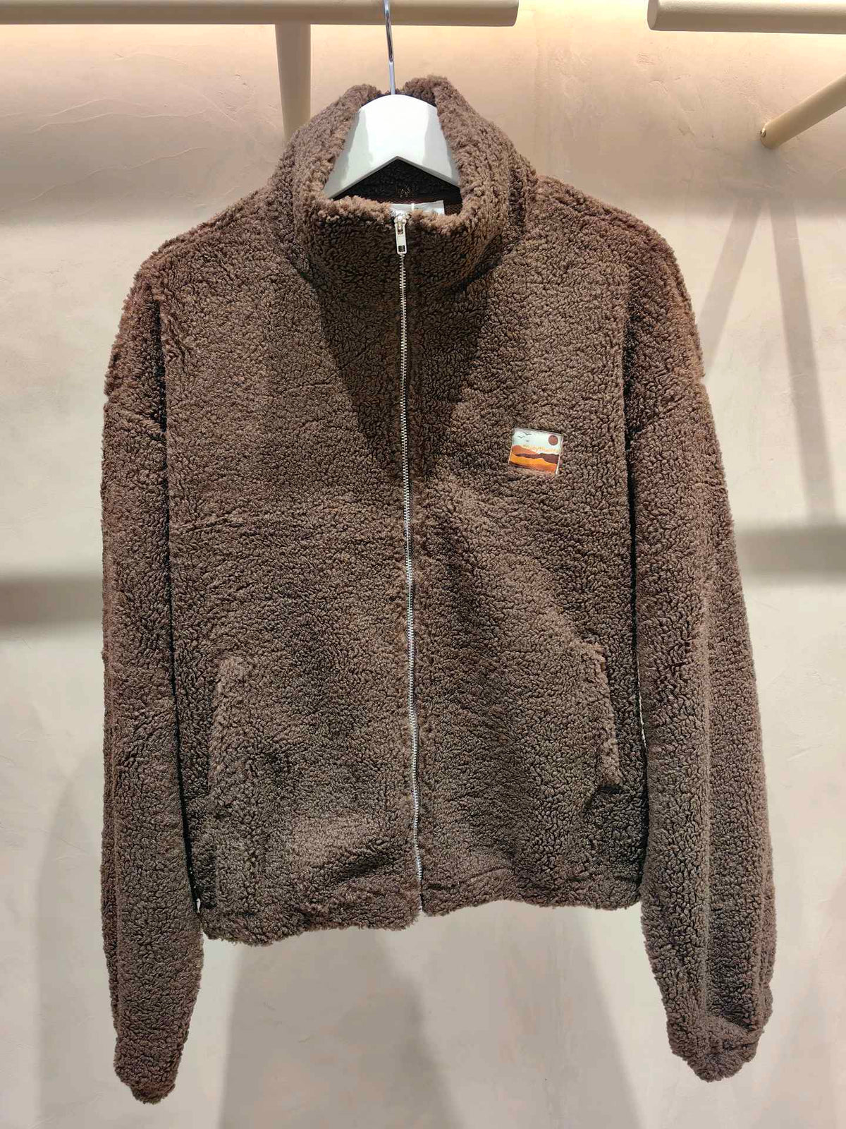 Veste polaire effet moumoute marron chocolat