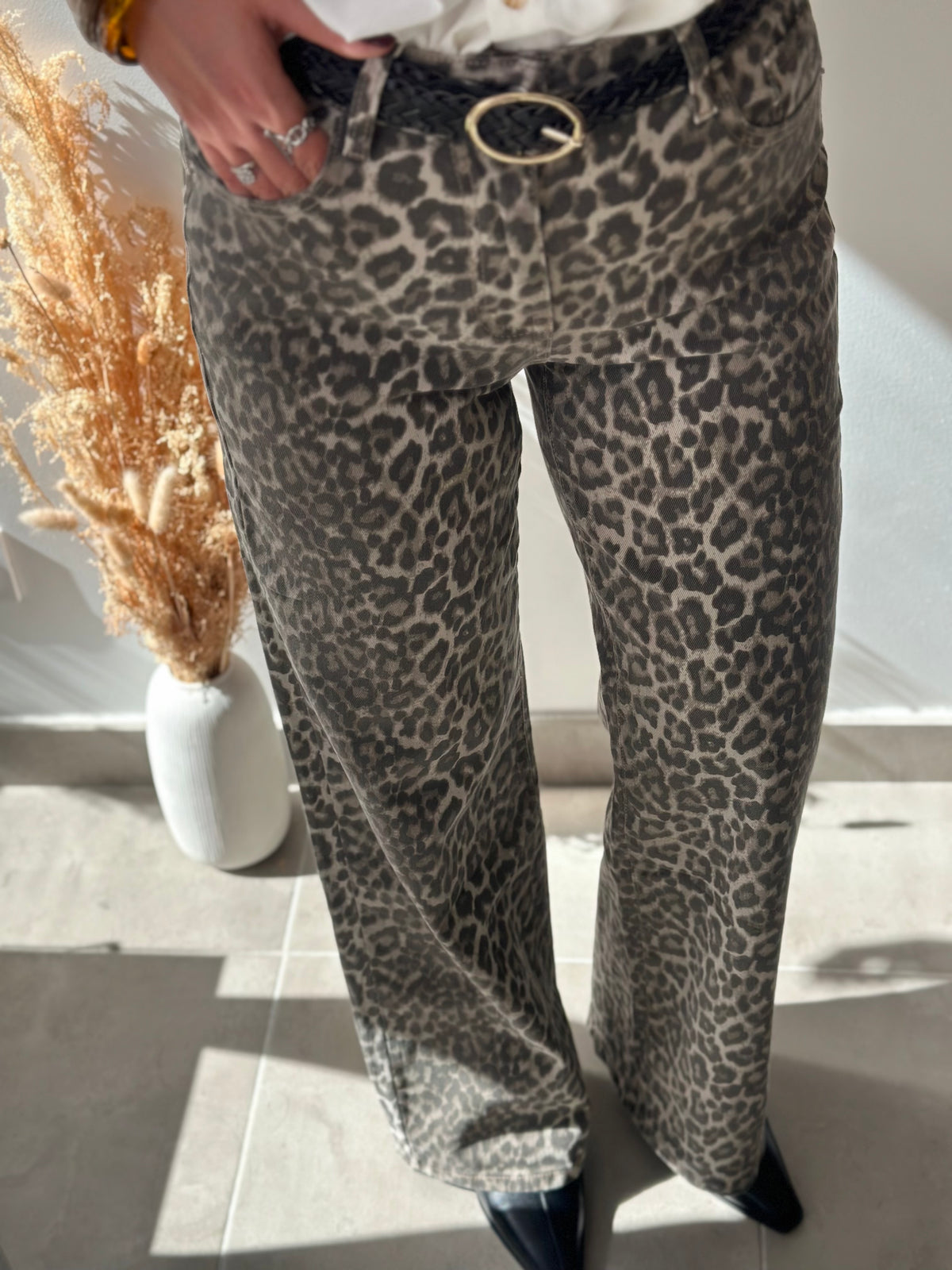Jean motifs léopard coupe WIDE LEG
