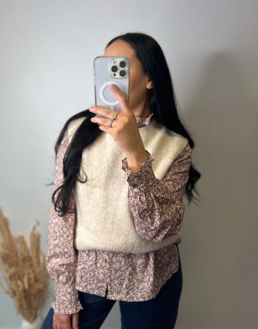 Pull sans manches beige - MILA