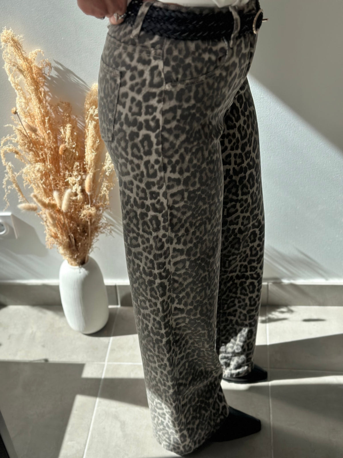Jean motifs léopard coupe WIDE LEG