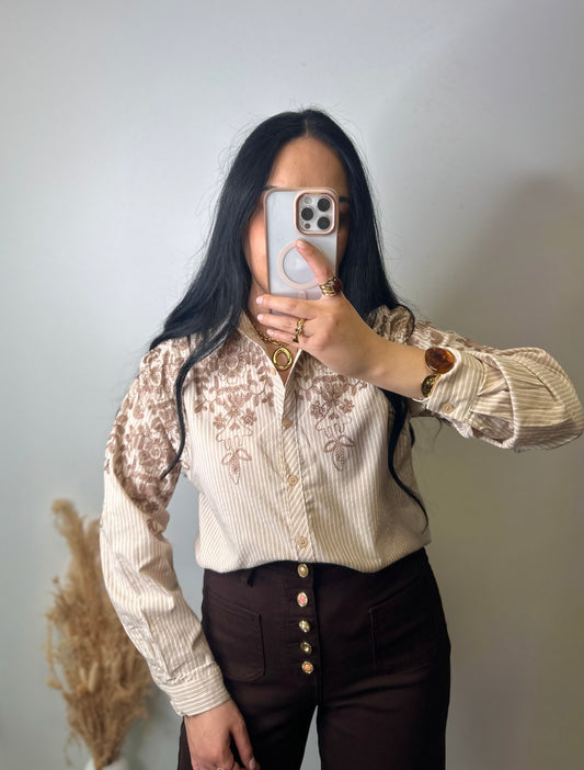 Chemise à rayures et broderies - ROMY