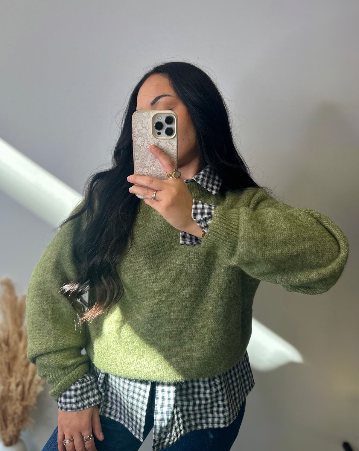 Pull cocooning oversize olive