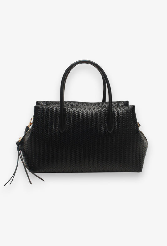 Sac noir tressé format moyen