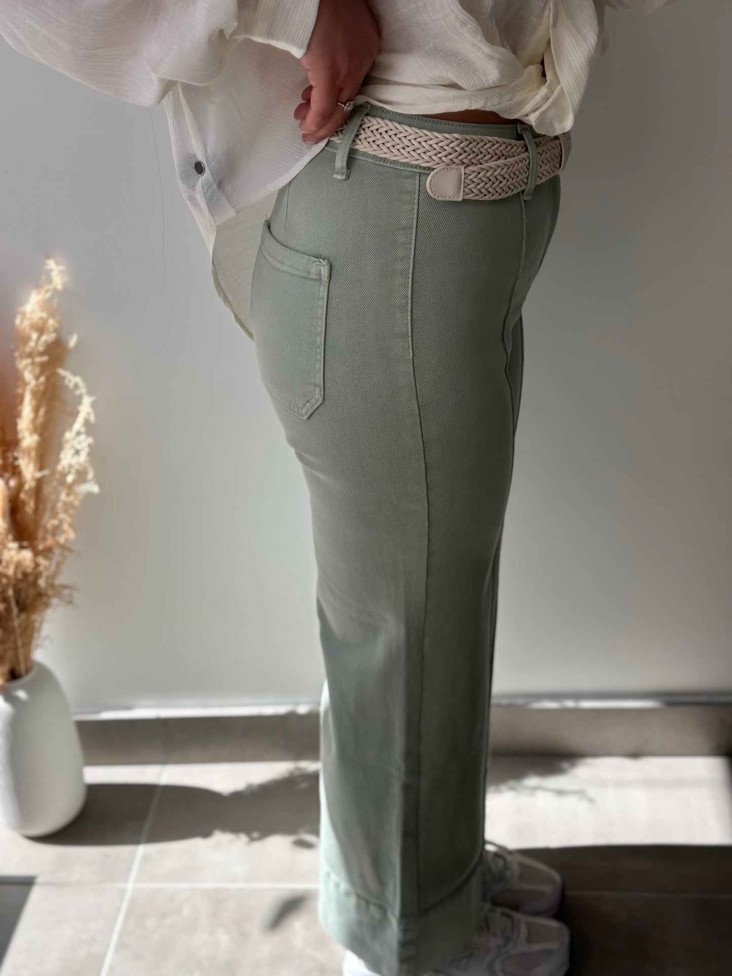 Jean vert à ceinture