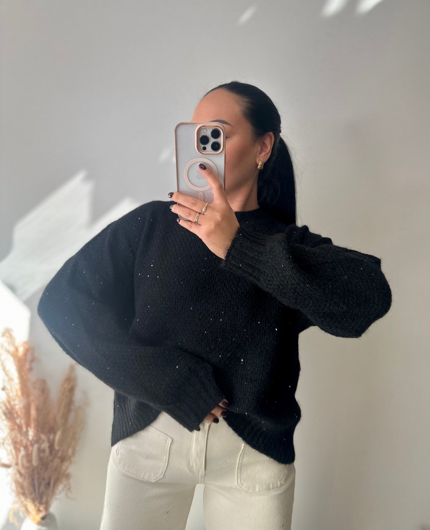Pull noir à sequins - JULIETTE