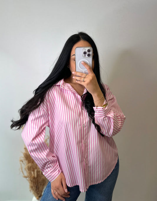 Chemise à rayures rose - LOVE