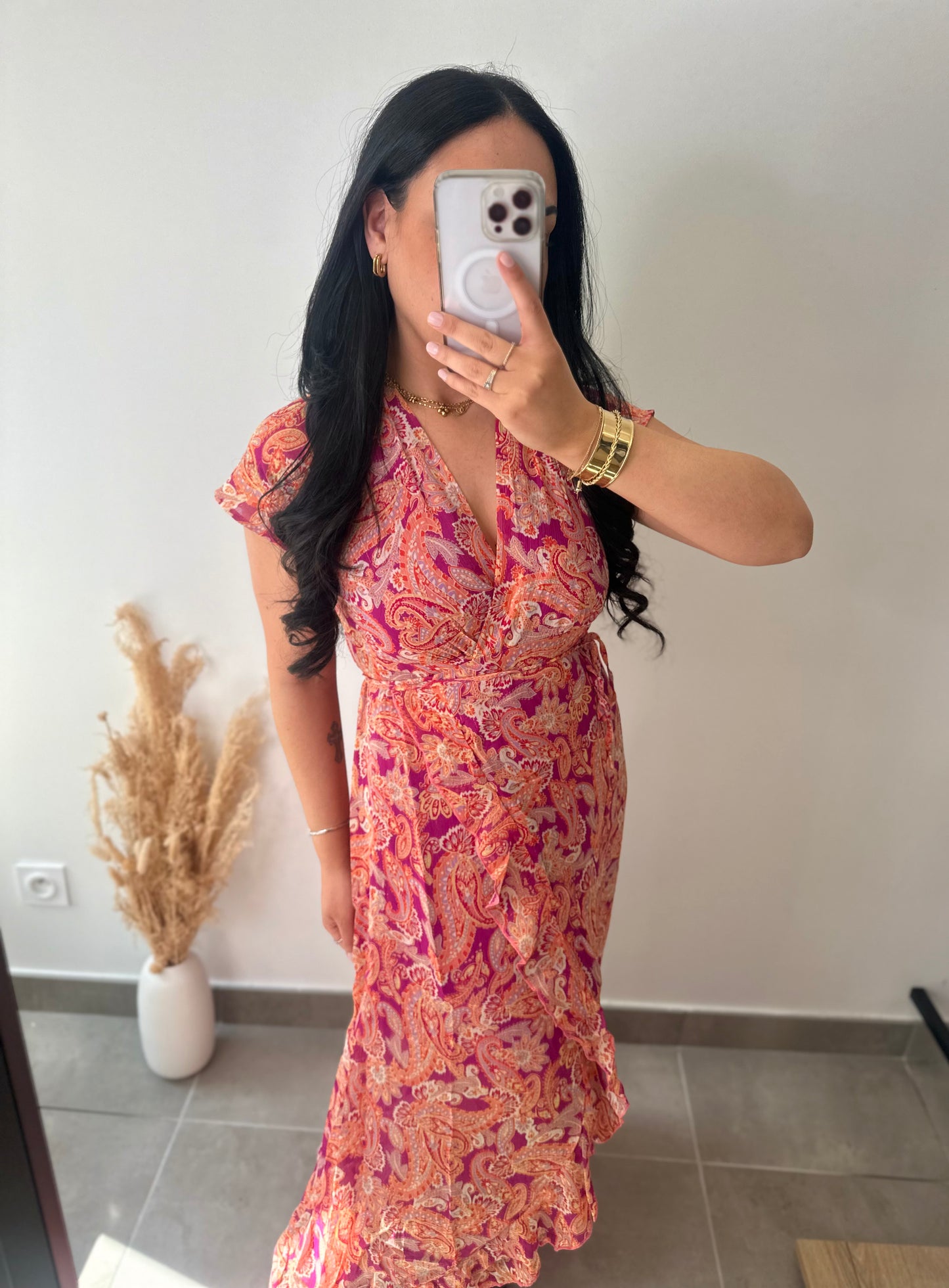 Robe longue à motifs cachemire