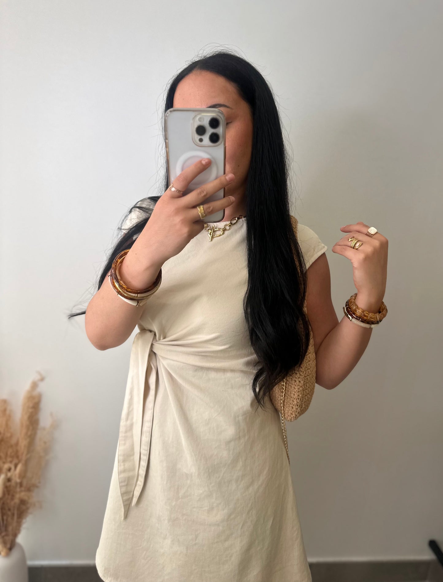 Robe en jean souple à noeud sur le côté