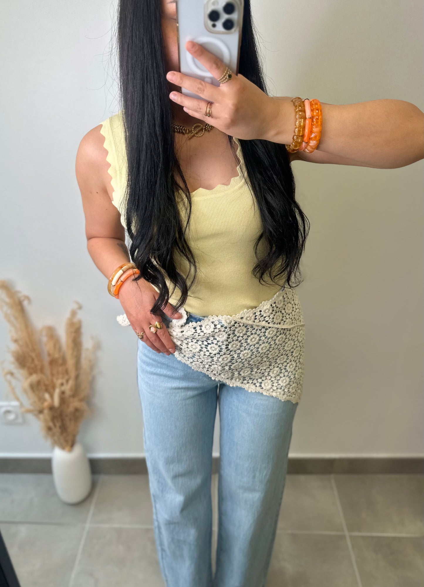 Foulard en crochet beige