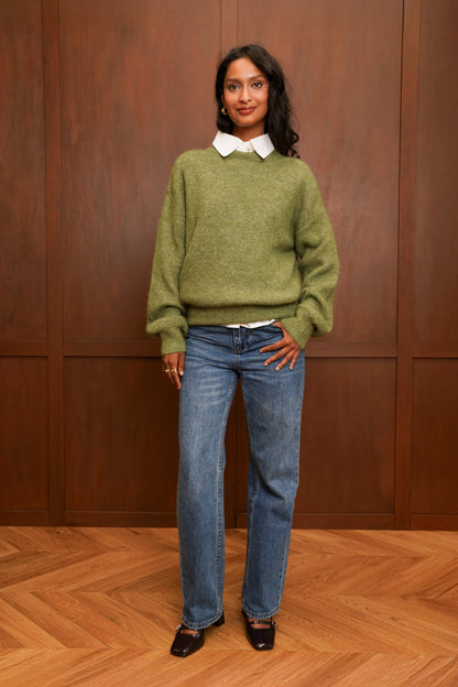 Pull cocooning oversize olive