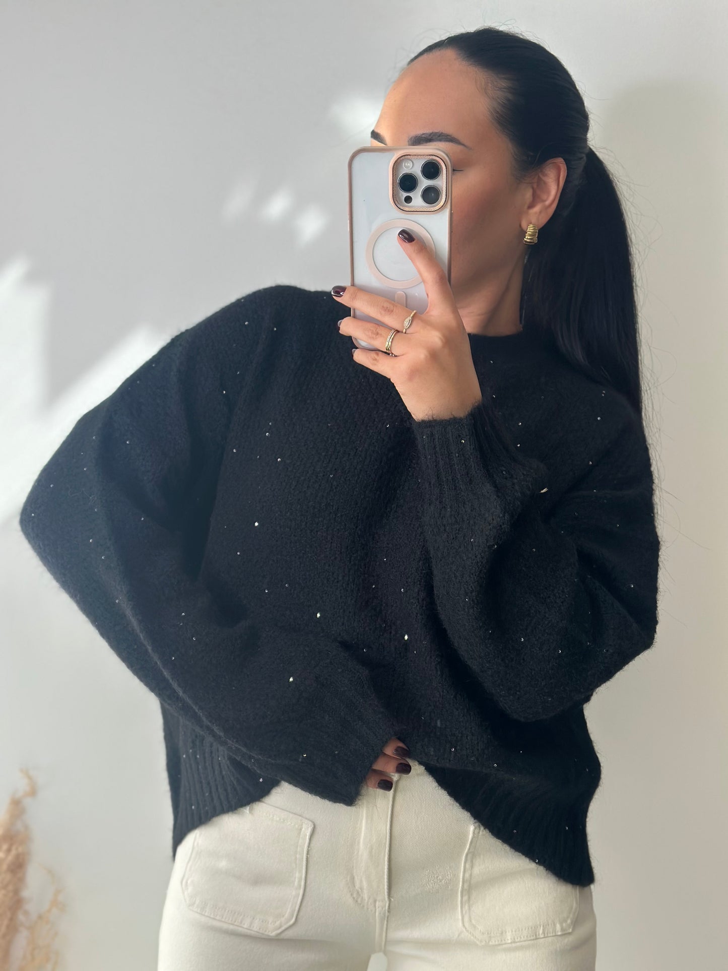 Pull noir à sequins - JULIETTE