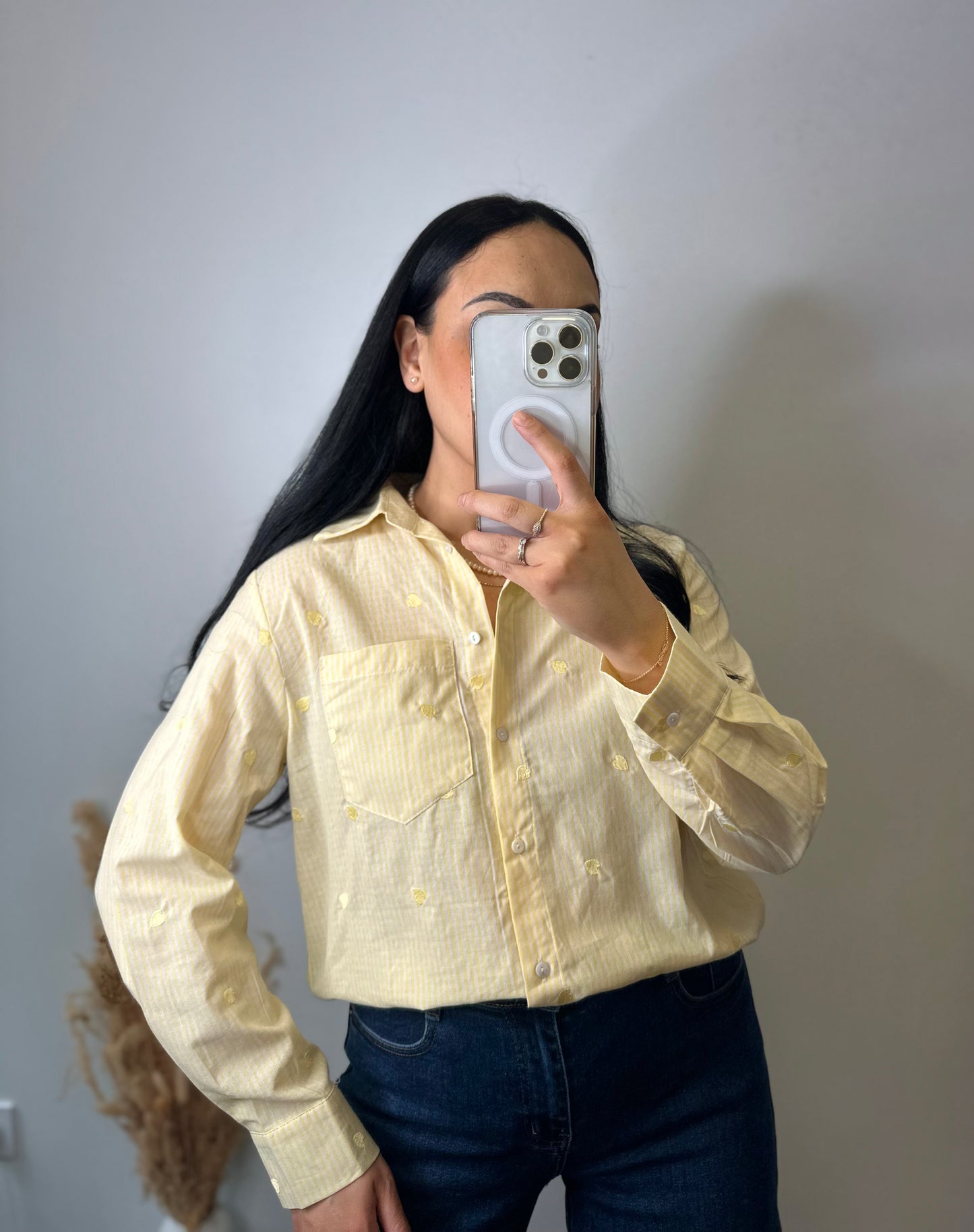 Chemise à rayures jaune et cœurs - CLOÉ