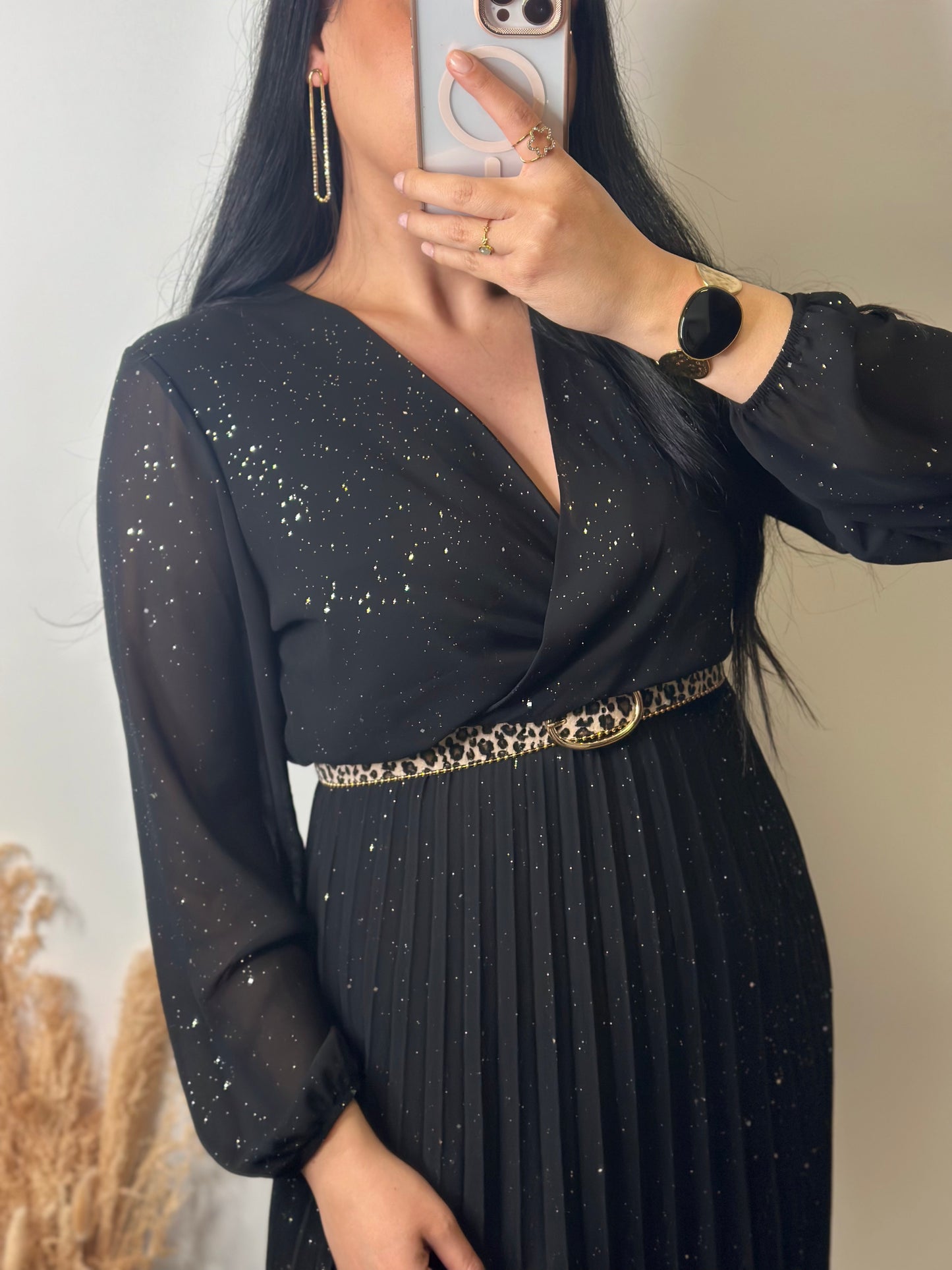 Robe plissée élastique à paillettes - GLAM