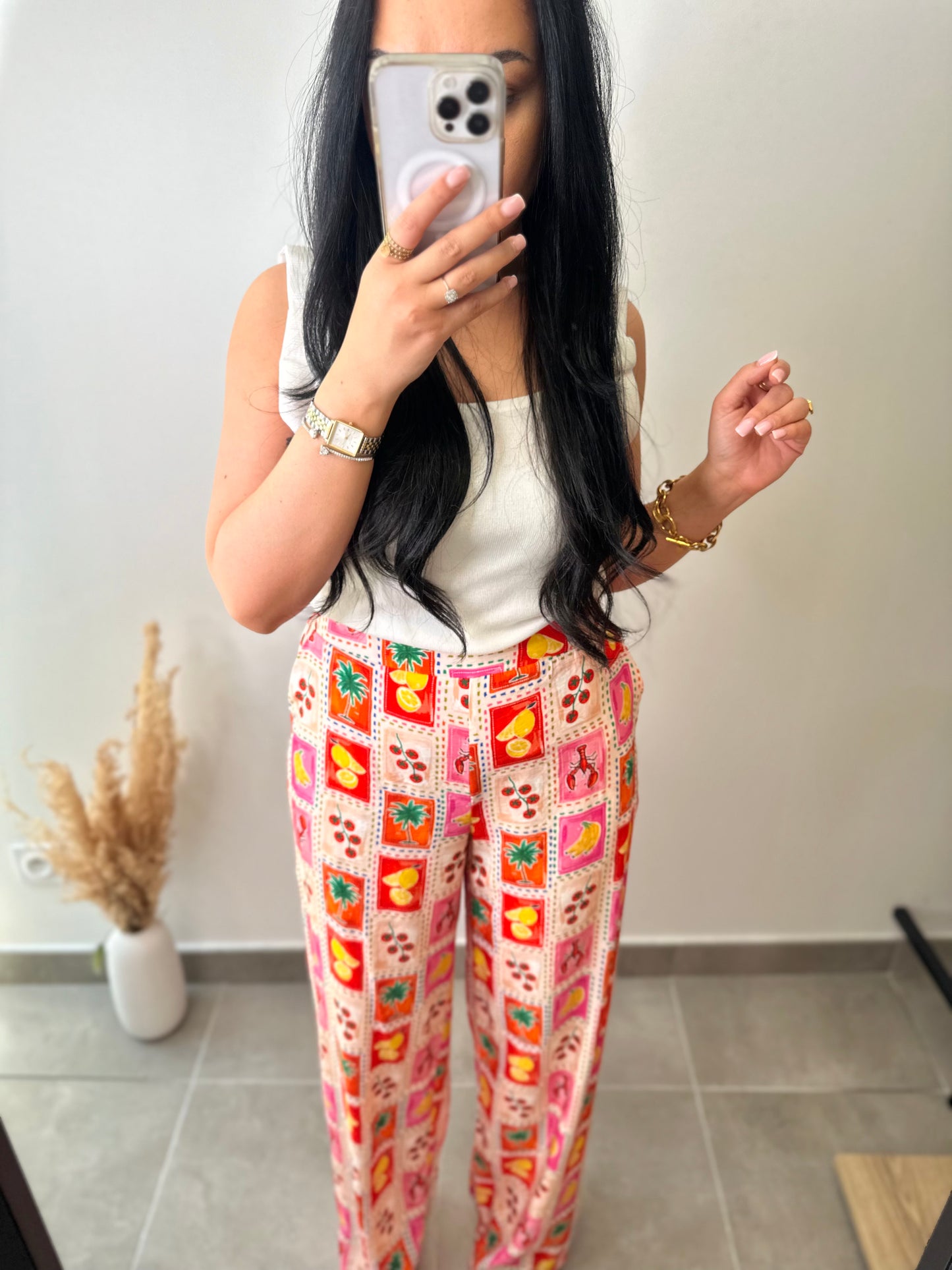 Pantalon à motifs en viscose