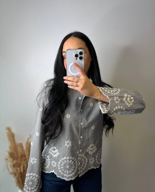 Chemise vichy à broderies - GABRIELLE