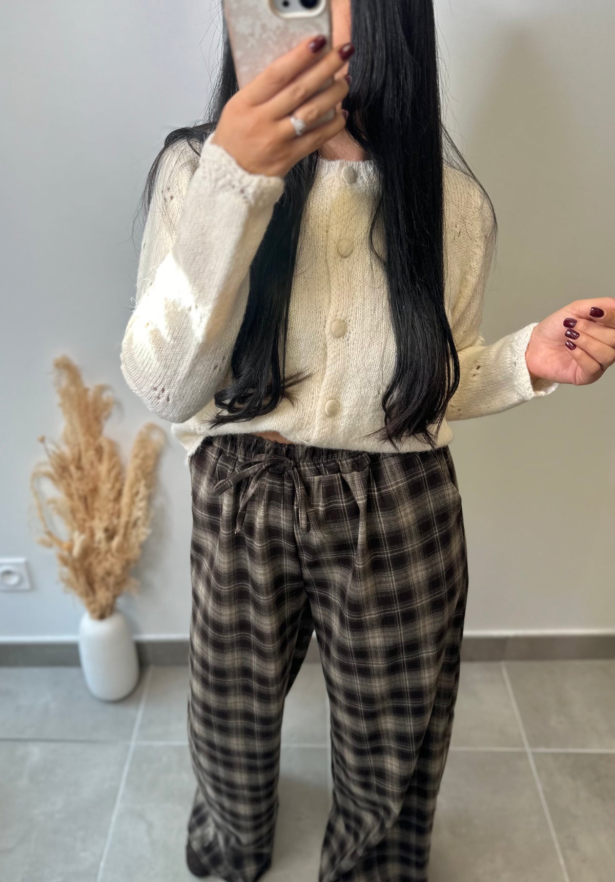 Pantalon à carreaux cocooning élastique et doux