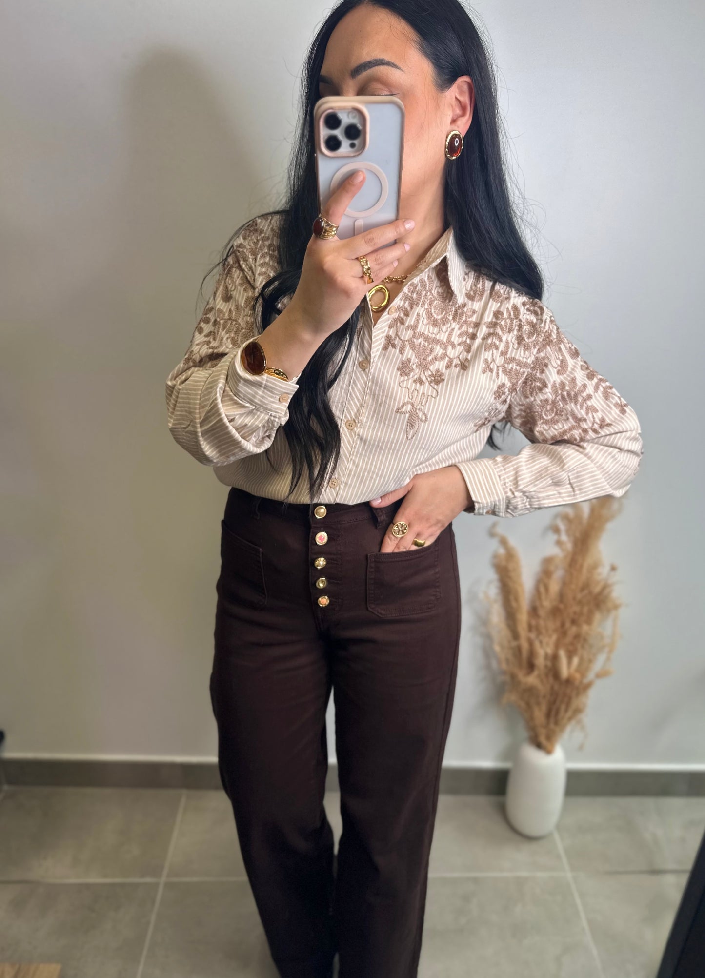 Chemise à rayures et broderies - ROMY