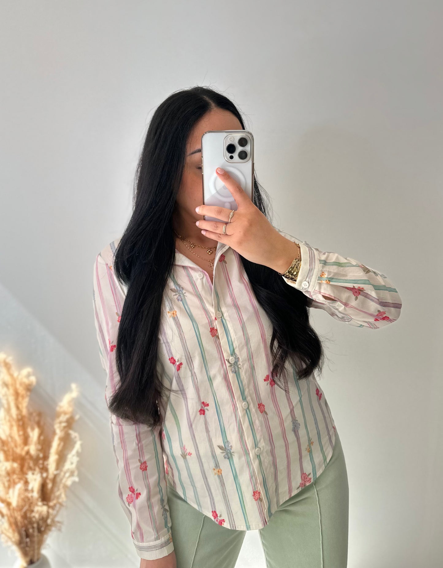 Chemise en coton à petites fleurs