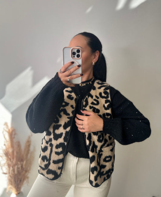 Gilet sans manches léopard -CHIARA