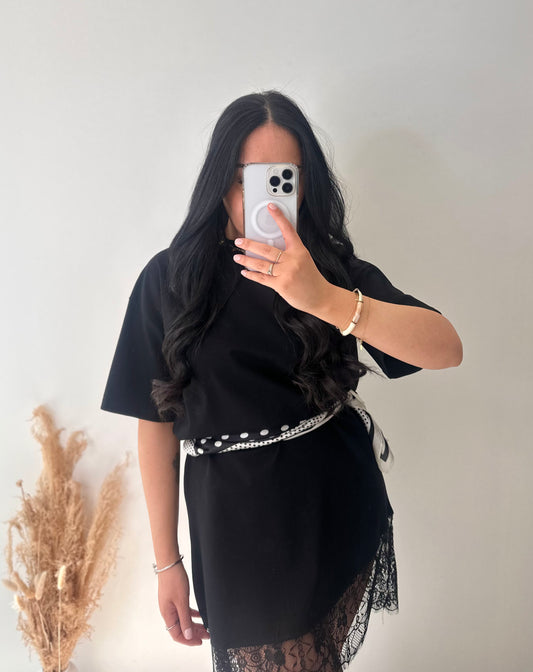 Robe t-shirt à dentelles