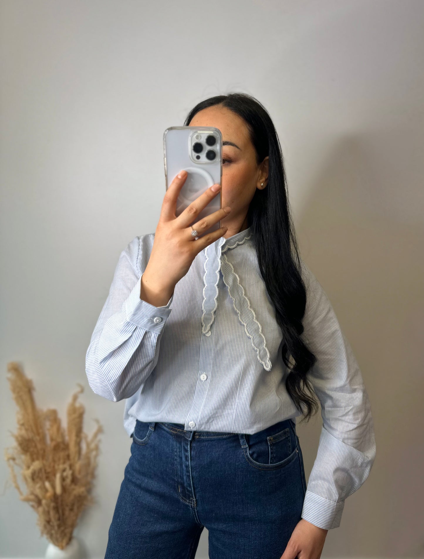 Chemise à rayures bleu et noeud - CONSTANCE