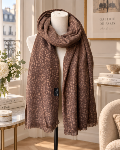 Écharpe 100% Laine motifs léopard