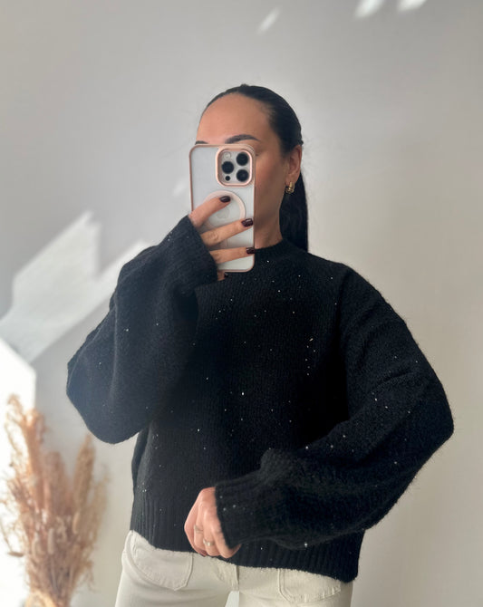 Pull noir à sequins - JULIETTE