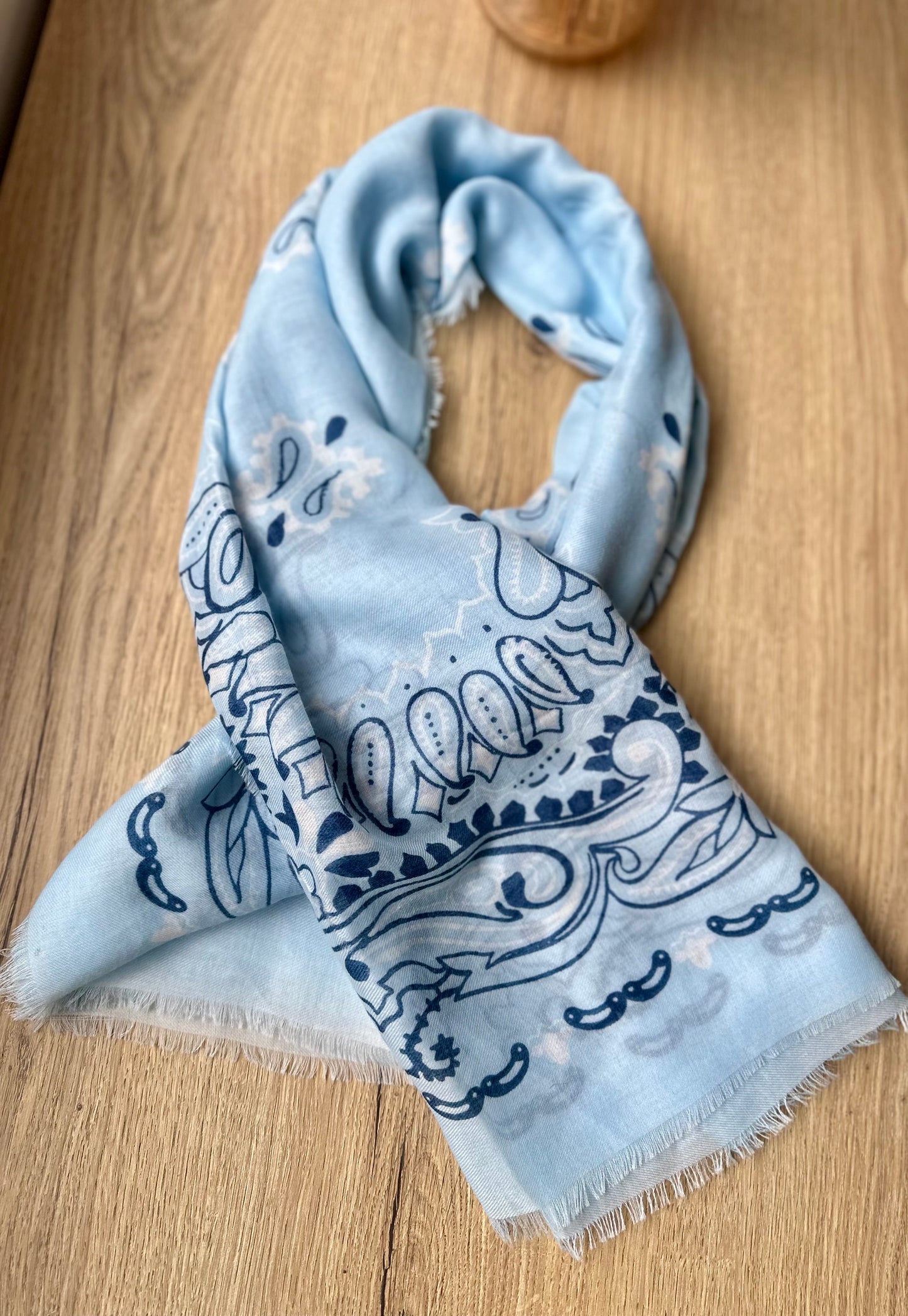 Écharpe viscose laine bandana - BLEU