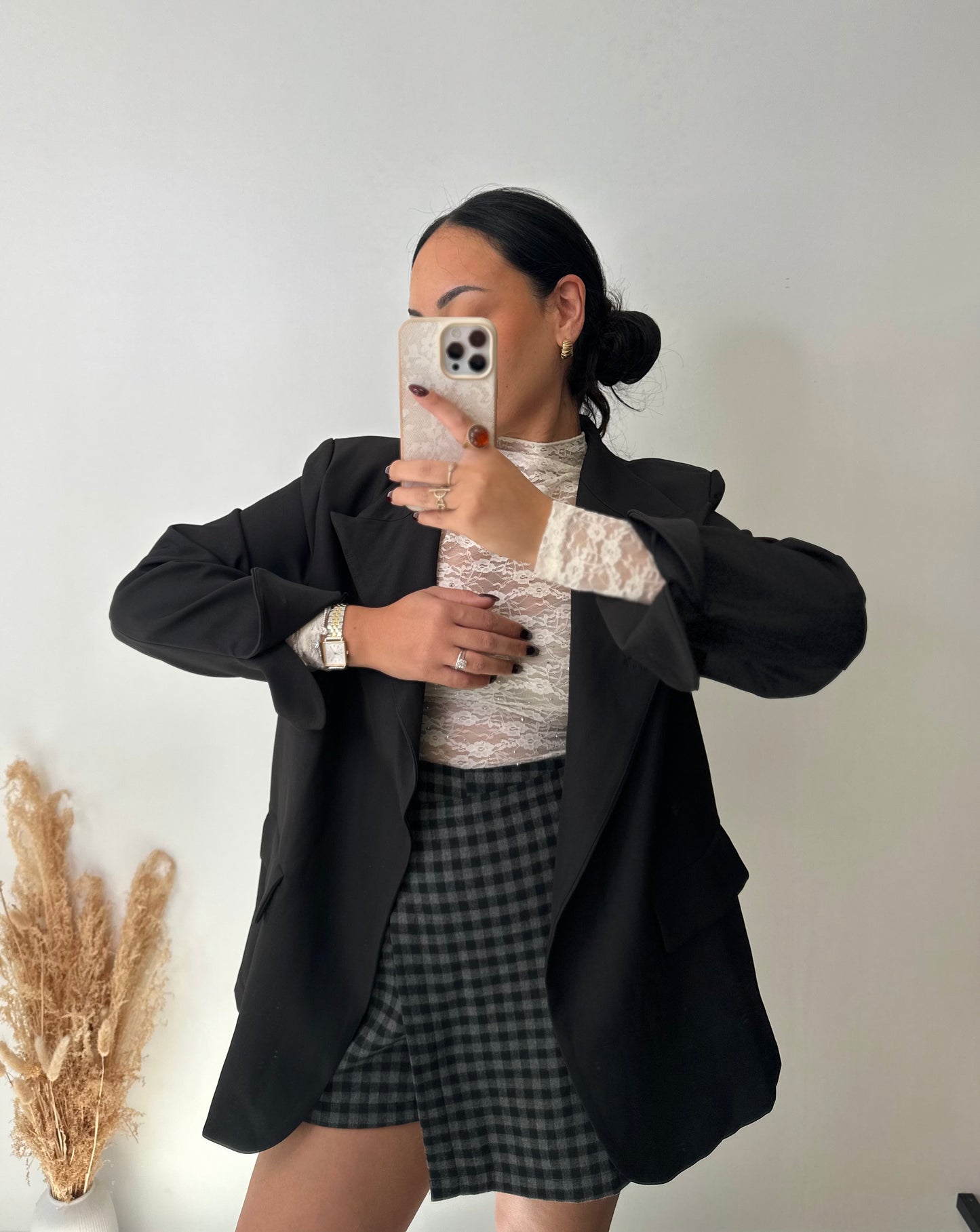 Veste blazer croisée oversize col cheminée boutons mao