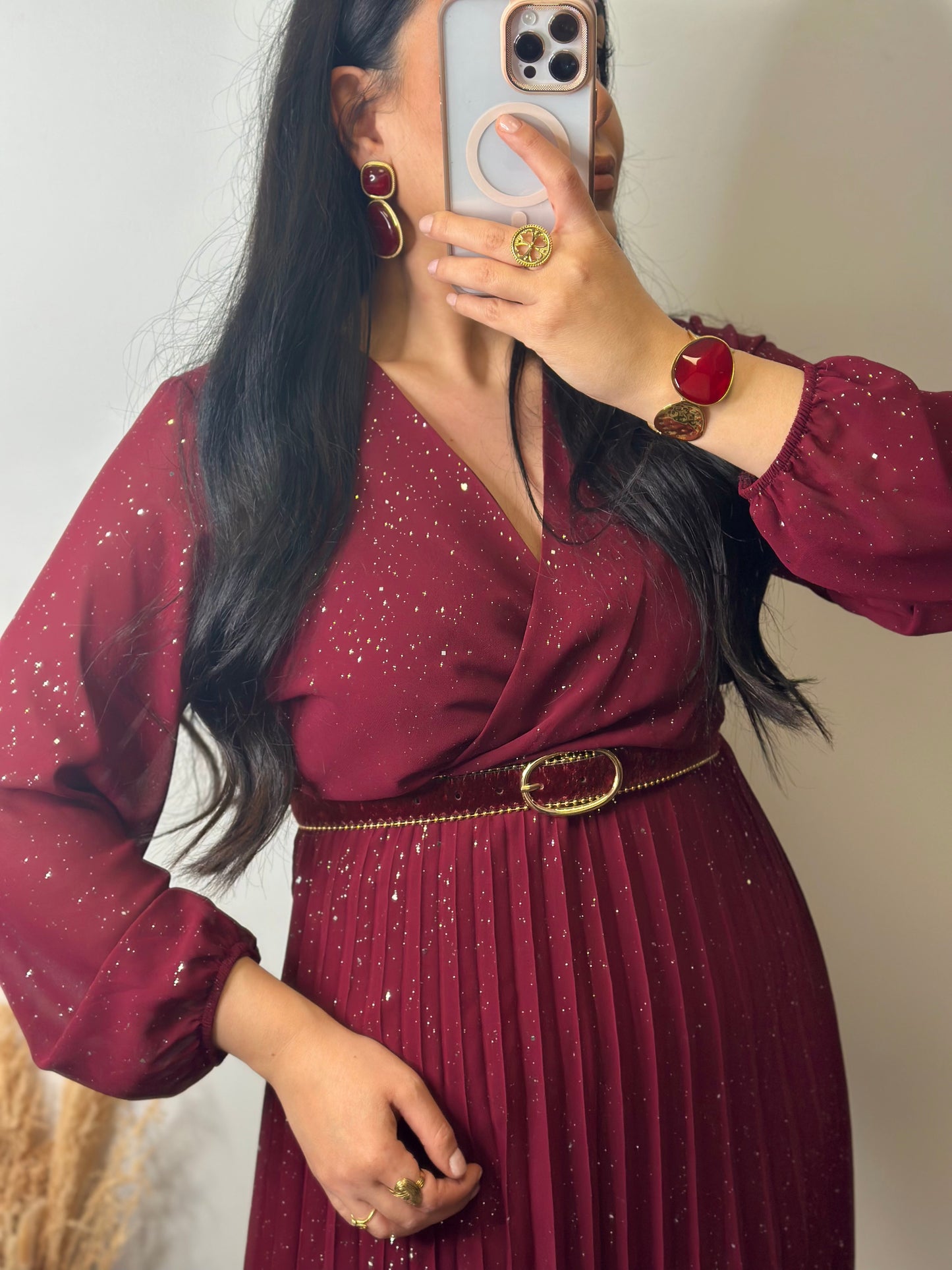 Robe plissée élastique à paillettes - GLAM